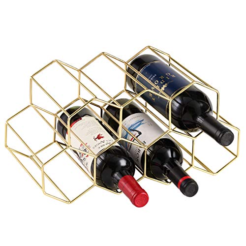 9 Bottles Metal Wine Rack, Countertop FreeStand Wine Storage Holder