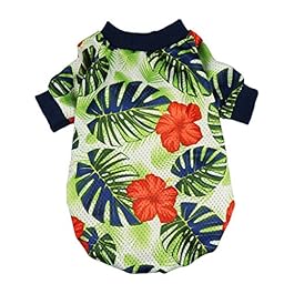 Fitwarm Palm Leaf Pet Clothes for Dog Shirts Cat T-Shirts Apparel Green