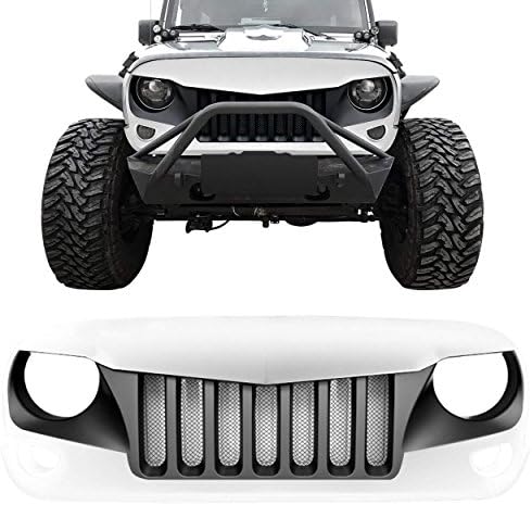 Iparts Front Grille for Jeep Wrangler 2007-2017 Rubicon Sahara Sport JK JKU (Black White)