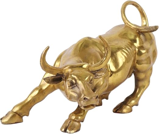 LuckyBuddha Brass Bull Figurine,Wall Street Bull Art Decor,Bull/Cow/Ox