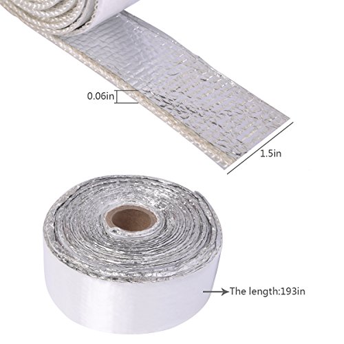 AutoEC Heat Shield Tape, Self-Adhesive Heat Reflective Tape Roll, Adhesive Backed Heat Barrier for Car, Truck, Motorcycle (1.5"X 15')
