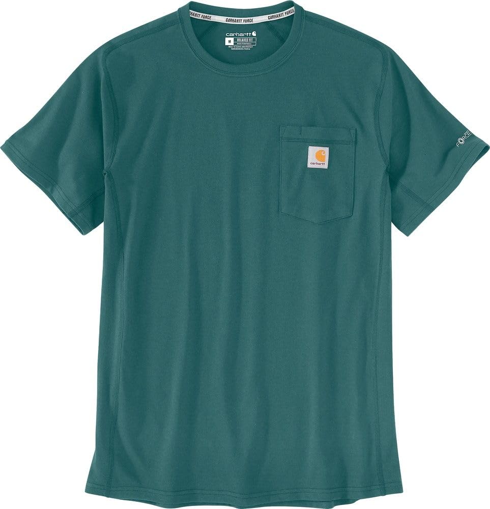 Carhartt Men's Force Relaxed Fit Midweight Short-Sleeve Pocket T-Shirt, Transformative Teal, Small Image