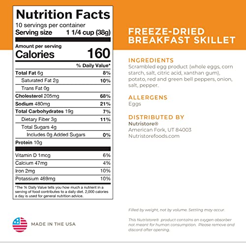 Nutristore FreezeDried Breakfast Skillet Emergency Survival Bulk