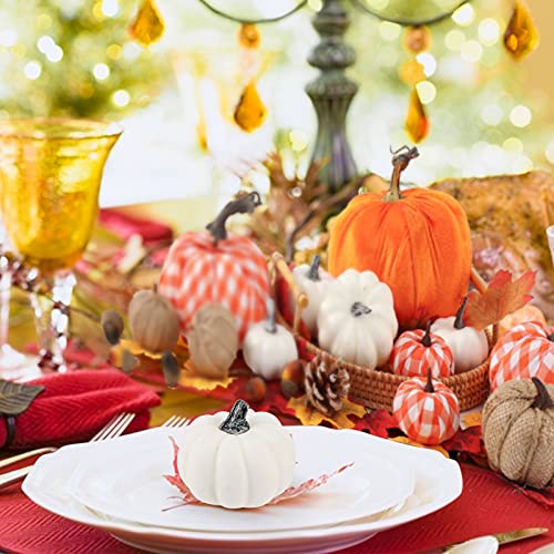 FUTUREPLUSX Artificial Pumpkins, 12PCS Assorted Pumpkins Fake Pumpkins Farmhouse Pumpkins Fall Pumpkins for Halloween Thanksgiving Decorations