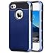 ULAK iPhone 4 Case, iPhone 4S Case,4S Case, Dual Layer Hybrid Slim Hard Case with Hard PC Cover and Soft Inner TPU for iPhone 4S 4(Navy Blue+Black)