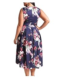 8829 - Plus tamaño Hi bajo sin mangas floral impresión sólido vestido