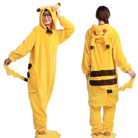 CMF Damen oder Herren Kostüm Pikachu Overall Pyjama Karneval