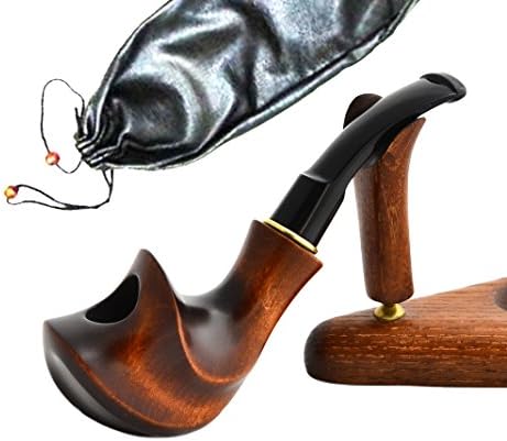 "Favorite" pear wood handmade wooden tobacco pipes smoking pipe for 9 mm filter + Pouch