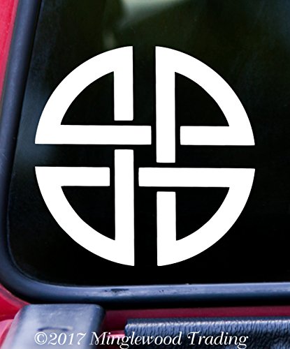 SHIELD KNOT 5" Vinyl Decal Sticker Norse Four Corners Quaternary Knot - 20 COLOR OPTIONS - - COBALT