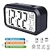 Alarm Clock,Travel Alarm Clock,Battery Operated Smart Backlight Morning Clocks for kids/the aged/pets, Large LCD Display Slim LED Clock (with Date,Temperature,Snooze), for Office Bedroom Travel(Black)