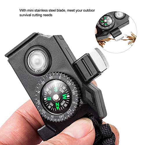 Survival Buckle, Multifunctional Plastic Buckle with Compass Flint Scraper Fire Starter, Outdoor Camping Emergency Survival Travel Kits for Camping Hiking Hunting(Black)