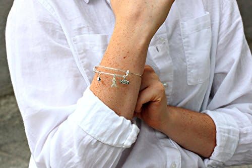 Silver Grey ribbon awareness Alex Inspired charm bracelet:Brain Cancer and Parkinson's,Diabetes,Brain Tumors, Asthma, Sciatic Pain, Dyslexia