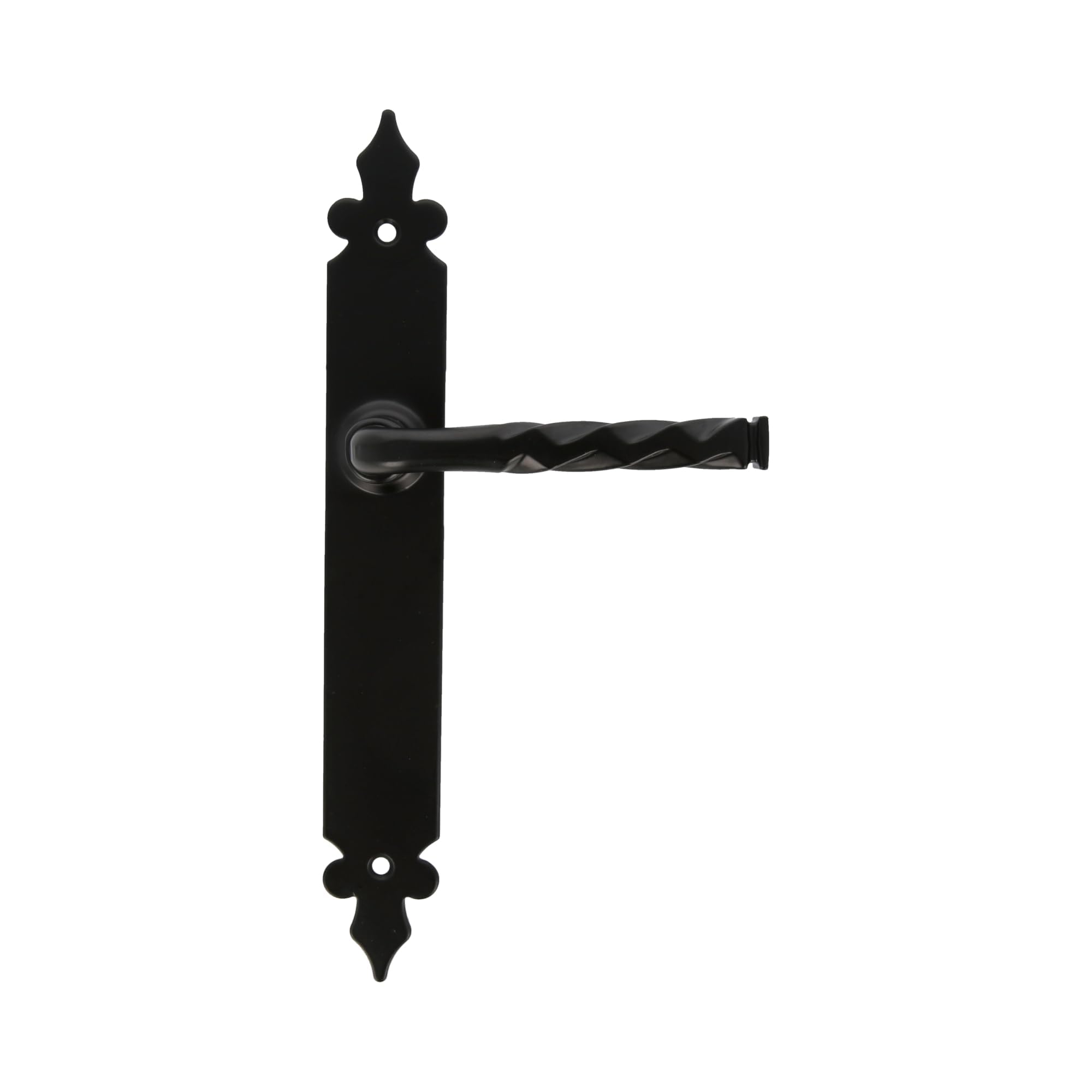 Amig - Set of Door Handles Mod. 106P | 270 x 36 mm | Zamak Lever with Steel Plate | Black Finish | Includes Narrow Plate | Hand Forged Rustic Style | No Return Spring