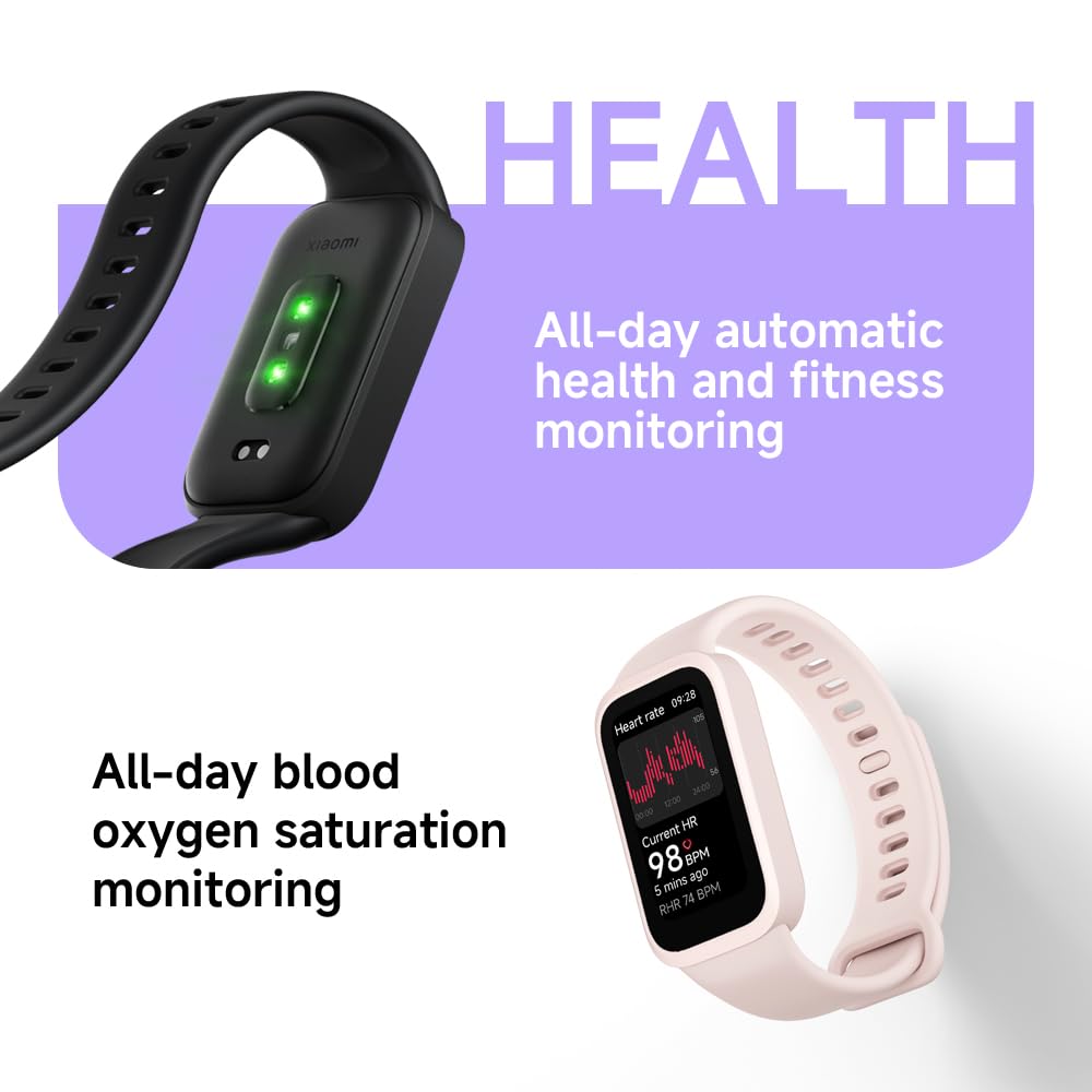 XIAOMI Smart Band 9 Active Global Version 1.47'' Display 18-Day Battery Life Modes All-Day Health and Fitness Monitoring 5ATM (Black)