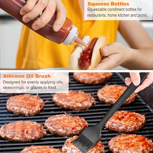 grilljoy Grill Accessories Set, Smash Burger Kit with Spatula Set, Smash Burger Press, Gift Plancha Kit Dad Men, 28 Pieces Utensils for Fire Bowl, Teppanyaki, Outdoor Barbecue, Camping