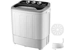 CEAMORFCO 18lbs Portable Washer Compact Mini Twin Tub Washing Machine, Portable Laundry Washer and Spin Cycle Combo, Built-in Gravity Drain,Capacity for Camping, Apartments, Dorms, College Rooms