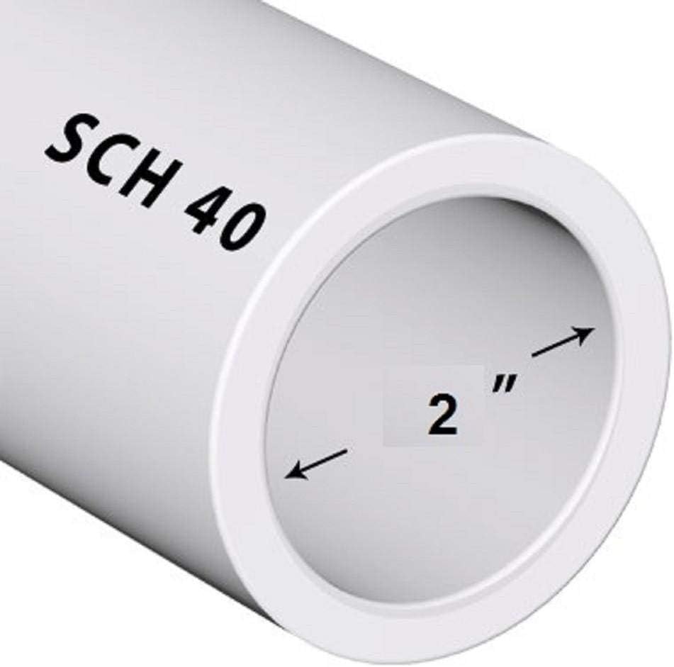 Premium Landscape Pool Spa PVC Pipe Sch 40 2 Inch (2) 3 ft, White, PVC