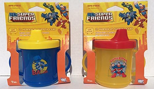 DC Superfriends Superman and Batman Handle Sippy Cups (Set of 2)