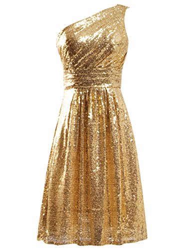 JAEDEN Simple One Should Gold Bridesmaid Dresses Short Sequin - Want It All