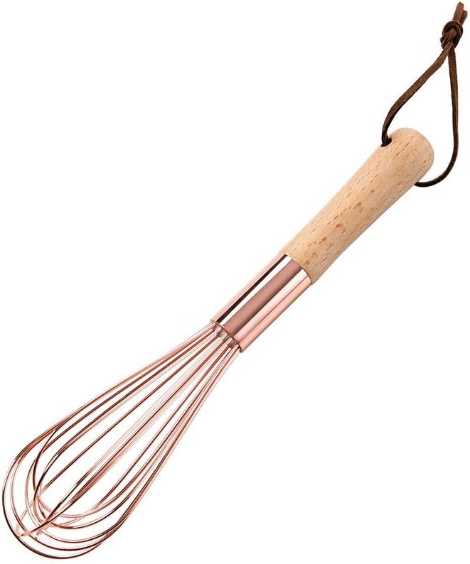LRHD Manual Egg Beater Wooden Handle Stainless Steel Baking Mixer Home Kitchen Tools Blender With Wooden Handle Egg Beater Tool Milk Blender Kitchen Utensils For Blending, Whisking, Beating