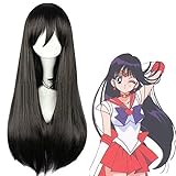 Sailor Moon Sailor Mars Long Straight Black Anime Cosplay Wig Many Roles Available Wigs