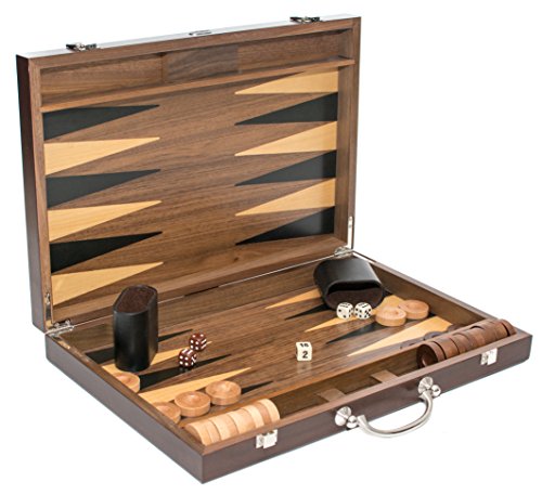 Manhattan Avenue Walnut Backgammon Set 17 7/8"