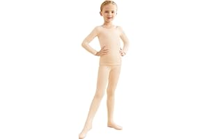 DanceDaily Girls Nude Thermal Set Tops & Footed Tights for Dance/Causal/Performance/Ballet/Sports