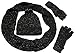 N'Ice Caps Womens Fleece Lined Cable Knit 3PC Set With Metallic Specks