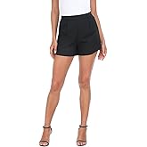 HDE High Waisted Linen Blend Pull On Dressy Summer Shorts for Women with Pockets