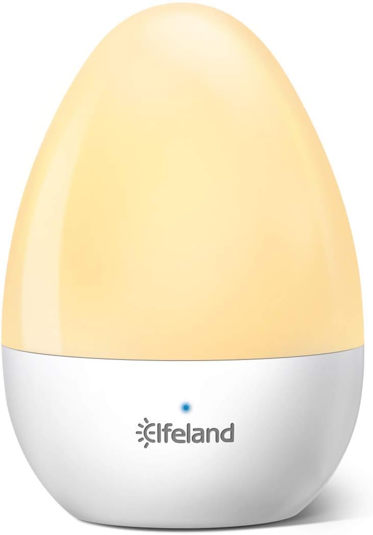 Elfeland Night Light Rechargeable Table Lamp with Cool and Warm White & Dimmable Bedroom Light, IP65 Water-Resistance & Drop-Resistance, Touch Control Nursery Night Lamp for Reading, Sleeping, and Nu