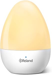 Elfeland Night Light Rechargeable Table Lamp with Cool and Warm White & Dimmable Bedroom Light, IP65 Water-Resistance & Drop-Resistance, Touch Control Nursery Night Lamp for Reading, Sleeping, and Nu