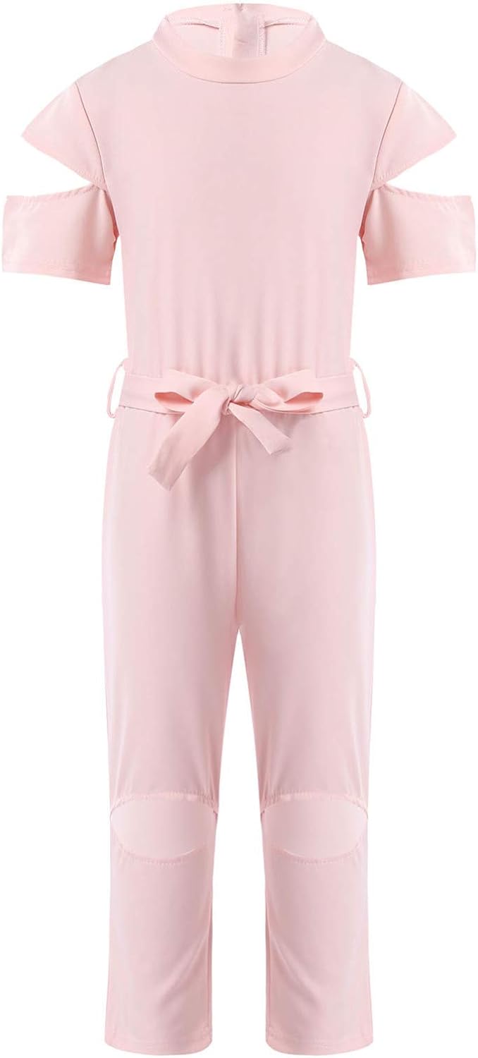 Nimiya Nimiya Kinder Mädchen Jumpsuit Kurzarm Rundhals Oberteil Destroyed Cropped Hose