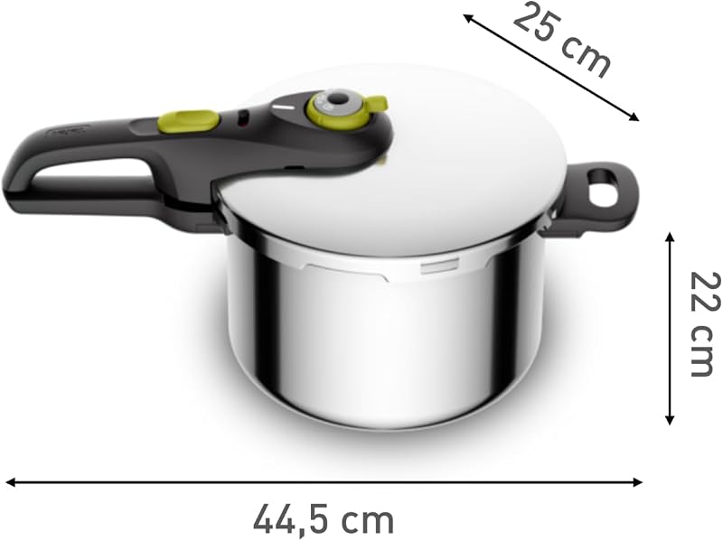Secure 5 Neo Schnellkochtopf 6L Edelstahl, 22cm, Korbeinsatz & Dreifuß, 2 Garstufen, Secure 5 Sicherheitssystem, alle Herdarten, induktionsgeeignet, spülmaschinenfest, P2530738