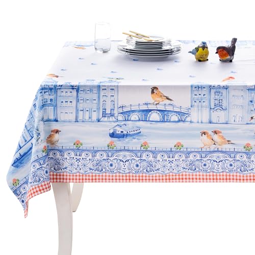 Maison d'Hermine Tischdecke, rechteckig, 100% Baumwolle, 180 cm x 140 cm. Wiederverwendbar, für den täglichen Gebrauch, zum Essen, Festliche Anlässe u