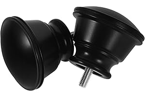 TOYANDONA 2pcs Black Metal Curtain Rod Finials Fashionable Window Drapery Rod End Caps Decorative Curtain Pole