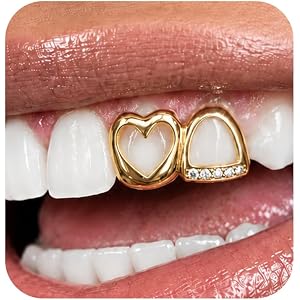 Gold Teeth Grillz Tooth Cap for Women Men | Tooth Golden Mouth Grills Charm Tooth Cap Hip Hop Style Teeth Accessory for Conce