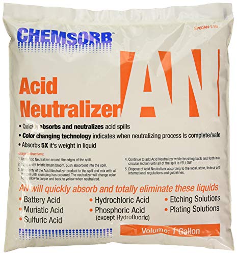 CHEMSORB an - Acid Neutralizing Absorbent, 1 Gal. Bag, SP60AN-L1B, Fast-Acting Acid Neutralizer Absorbent Spill Response, Safe Color Changing Technology, Silica Free Neutralizer, Laboratories, Yellow