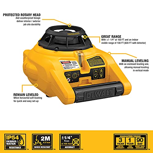 DEWALT Rotary Laser Level Kit, Indoor/Outdoor Survey Laser Transit