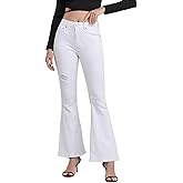 ZMTUO Women's High Waisted Flared Jeans Distressed Black & White Stretch Denim Pants for Casual Wear