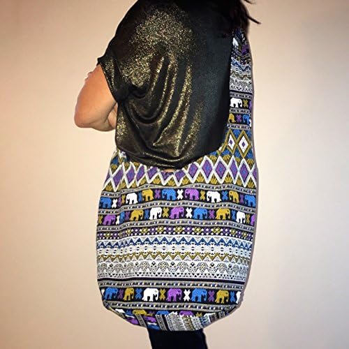 Thai Cotton Hippie Hobo Sling Crossbody Bag Messenger Purse Ethnic Elephant Parade