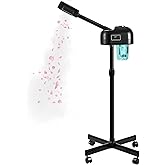 LCD Facial Steamer Professional for Clean Skin, Skin Care Use at Home, Beauty Salon, Spa with Hot Mist, Timer Function, Adjustable Height, Rolling Wheels - Black