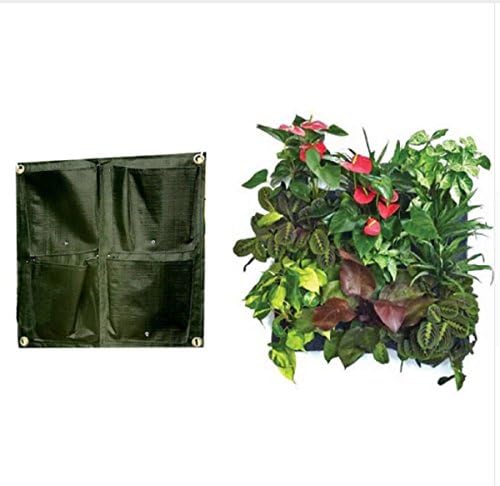 Salable Mart 4 Pocket Vertical Garden Planter Hanging Wall Pot with 4 Pages Planting Bag plastic planter pots