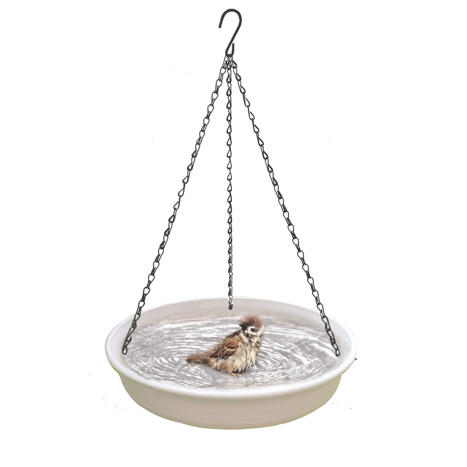12 Inch Hanging Bird Bath, Bird Feeder Bird Drinking with Hook and Chain for Outdoor Garden Yard Patio