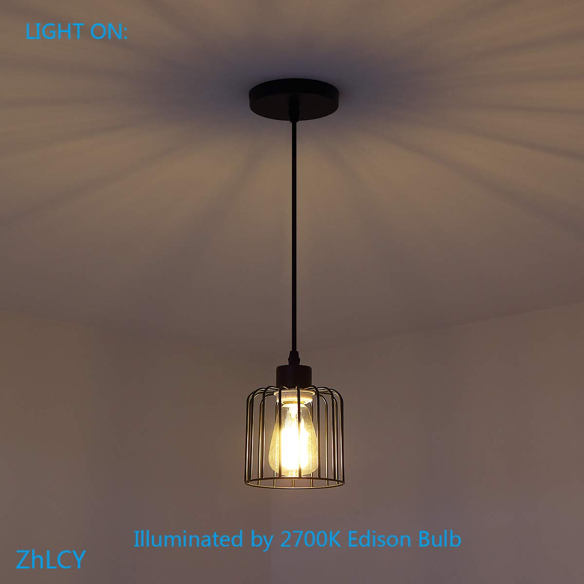 ZhLCY 2 Pack Vintage Mini Wire Pendant Lights with Matte Black Metal Shape, Industrial Caged Hanging Lights, Rustic Farmhouse Lighting Fixtures for Kitchen Loft Bar Counter Foyer Dining Room