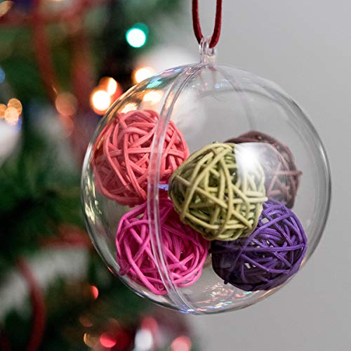 BUBBLEFISH Christmas Ornaments Ball, 10 Pack 80mm DIY Clear Plastic Fillable Ornaments Ball Set, Christmas Decorations Tree Balls for New Years Present Holiday Wedding Party Home Decor Bath Bomb - Thumbnail 5