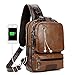 SDIYABOLO Small Black Sling Crossbody Backpack Shoulder Bag for Men Women Vintage PU Leather Sling Backpack Cycling