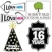 16th Sweet 16 Birthday Photo Booth Party Props - 40 Pieces - Funny 16th Birthday Party Supplies, Decorations and Favors