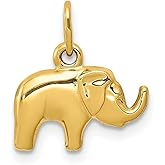 JewelryWeb 14k Yellow Gold Hollow Polished Elephant Charm 14.7x12.9mm Pendant Necklace for Women