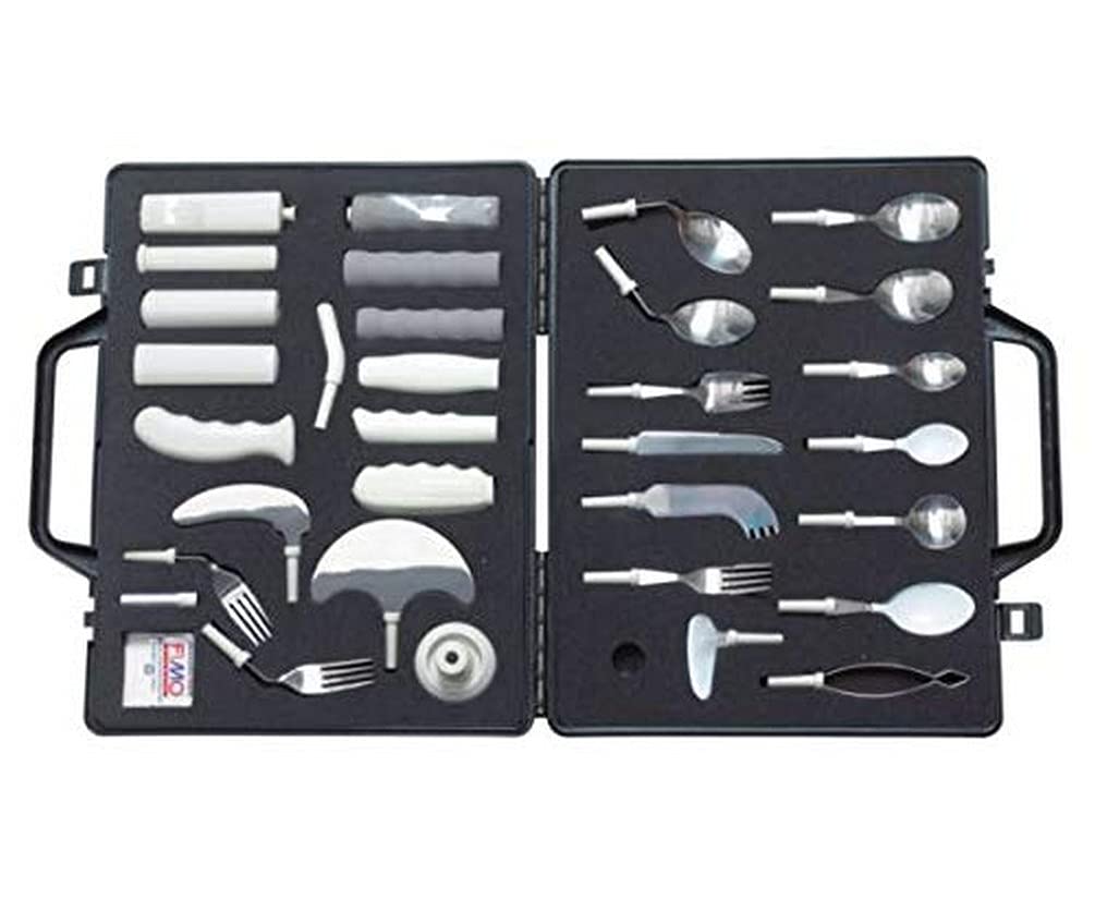 Homecraft Kings Cutlery Assessment Kit, Standard, Angled, and Specialised Utensils, Non-Corroding, Dishwasher Safe - Pack of 33 Pieces