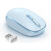 TECKNET Wireless Mouse, 2.4G Quiet Computer Mouse with USB Receiver, 4 Buttons Portable Cordless Mice for Chromebook, Laptop, PC, Mac, 800/1200/1600 DPI - Blue